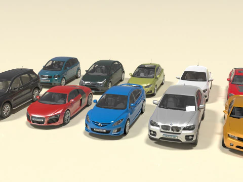 Pack 10 cars 3D Model