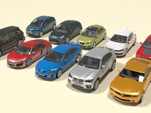 Pack 10 cars 3D Model