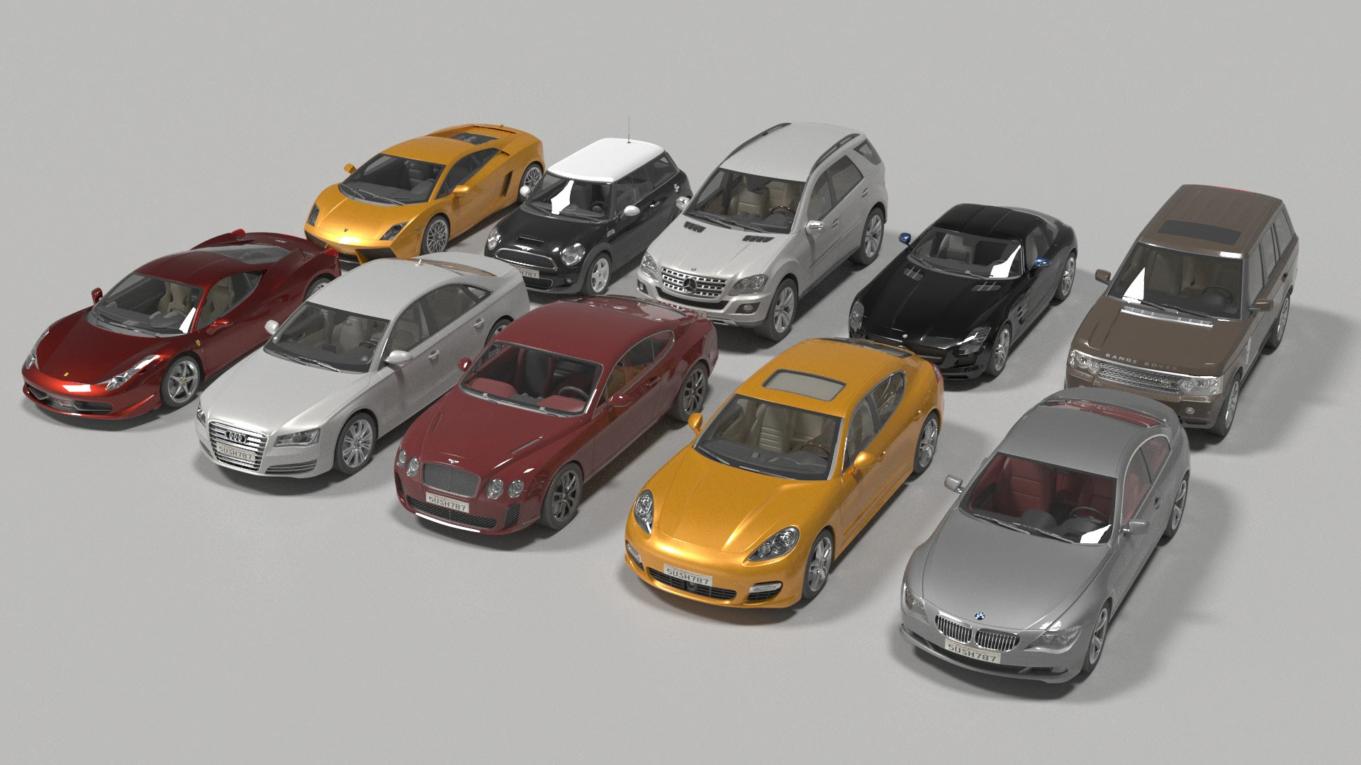 Pack 10 Cars 2 3D Model .c4d .max .obj .3ds .fbx .stl .blend 