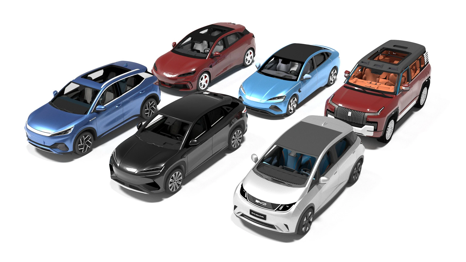 BYD Collection Pack 6 Cars 3D Model .c4d .max .obj .3ds .fbx .stl .blend 