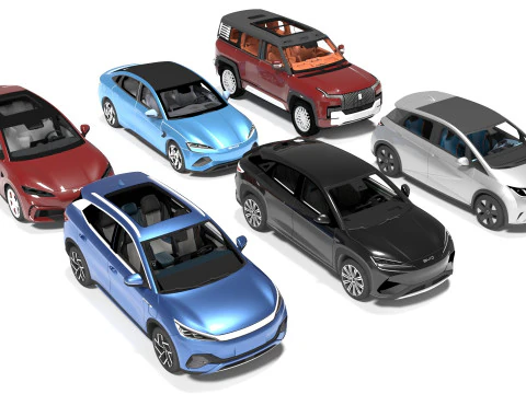 BYD Collection Pack 6 Cars 3D Model