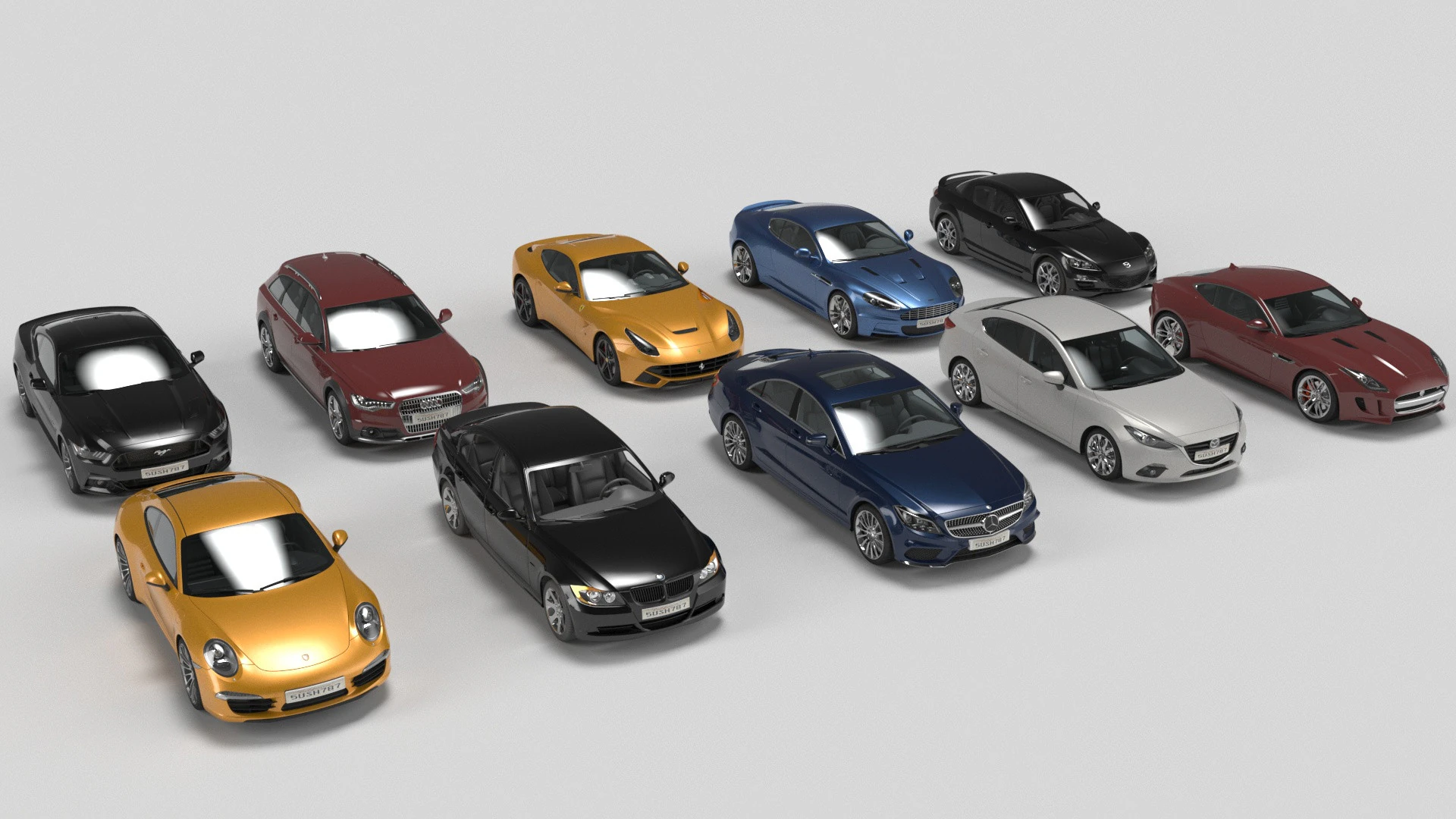 Pack 10 cars 3 3D Model .c4d .max .obj .3ds .fbx .stl .blend