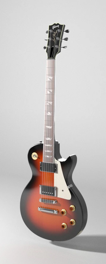 Guitar Gybson Les Paul 01 3D Model .c4d .max .obj .3ds .fbx .stl .blend
