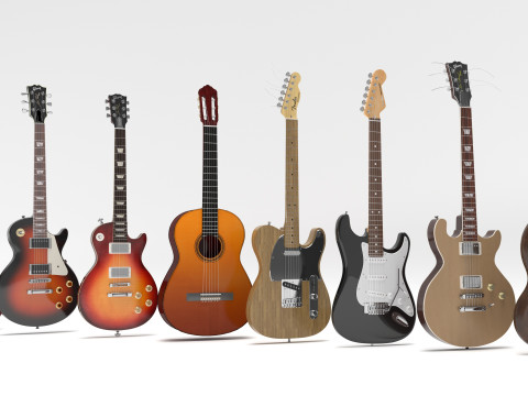 Pack 8 Guitar 3D Model
