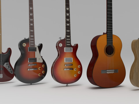 Pack 8 Guitar 3D Model