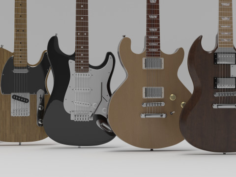 Pack 8 Guitar 3D Model