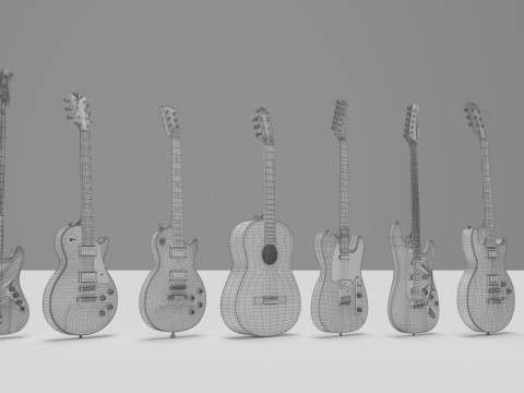 Pack 8 Guitar 3D Model