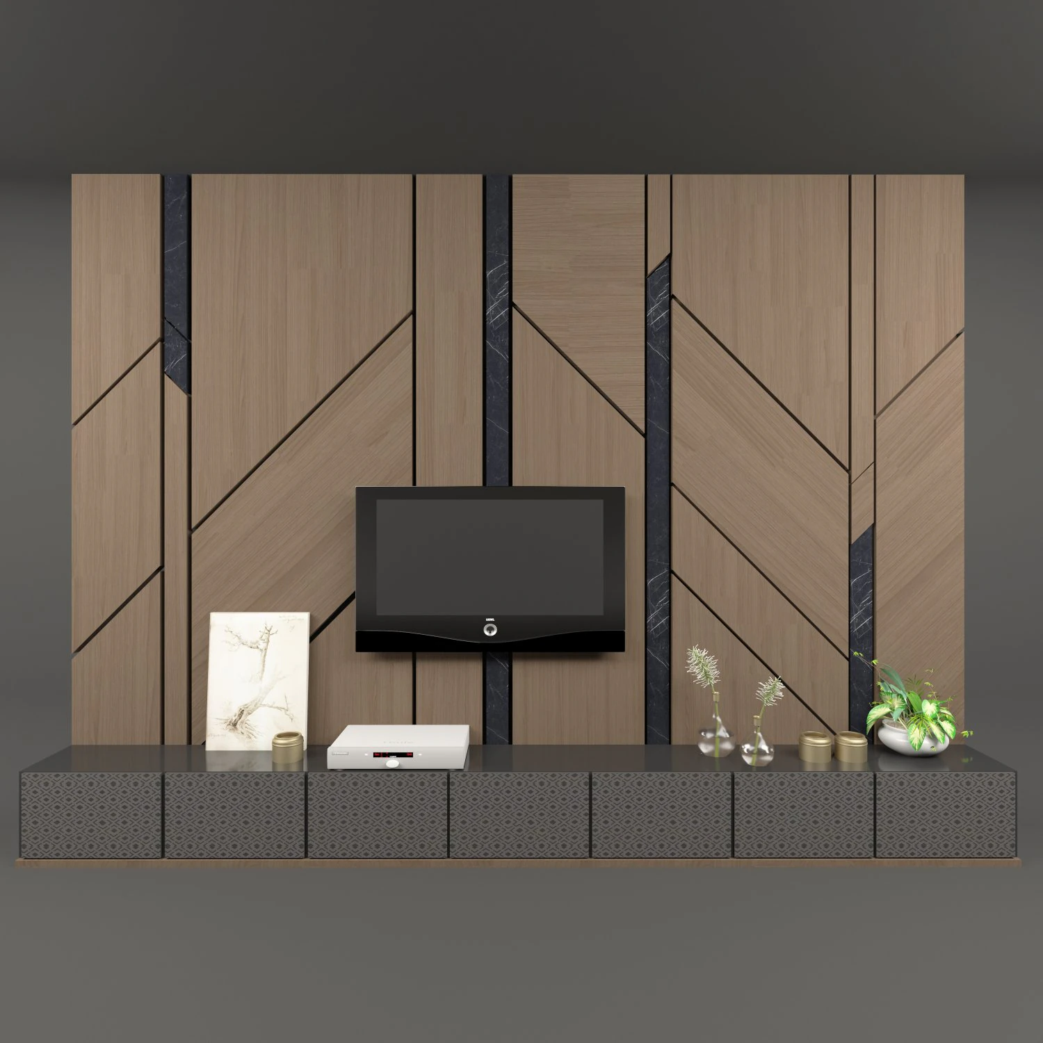 tv wall 3D Model .c4d .max .obj .3ds .fbx .stl .blend 