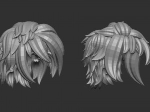 15 Male anime character hair styles and hairdoo low poly IMM brush set for Zbrush fbx and obj files Model 3D