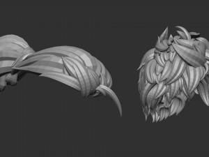 15 Male anime character hair styles and hairdoo low poly IMM brush set for Zbrush fbx and obj files Model 3D