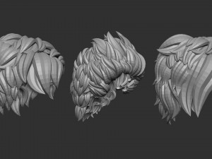 15 Male anime character hair styles and hairdoo low poly IMM brush set for Zbrush fbx and obj files Model 3D