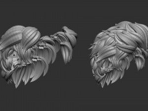 15 Male anime character hair styles and hairdoo low poly IMM brush set for Zbrush fbx and obj files Model 3D