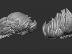 15 Male anime character hair styles and hairdoo low poly IMM brush set for Zbrush fbx and obj files Model 3D