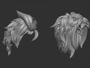 15 Male anime character hair styles and hairdoo low poly IMM brush set for Zbrush fbx and obj files Model 3D