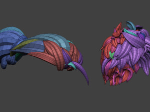 15 Male anime character hair styles and hairdoo low poly IMM brush set for Zbrush fbx and obj files Model 3D