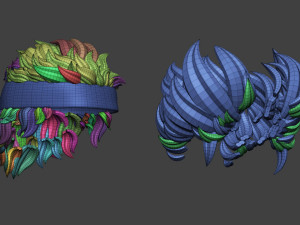 15 Male anime character hair styles and hairdoo low poly IMM brush set for Zbrush fbx and obj files Model 3D