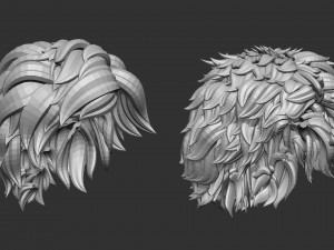 20 Female anime cartoon character hair styles and hairdoo low poly IMM brush set for Zbrush fbx obj 3D Model