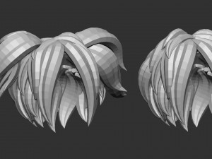 20 Female anime cartoon character hair styles and hairdoo low poly IMM brush set for Zbrush fbx obj 3D Model