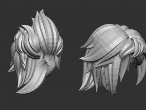 20 Female anime cartoon character hair styles and hairdoo low poly IMM brush set for Zbrush fbx obj 3D Model