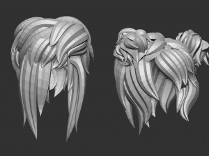 20 Female anime cartoon character hair styles and hairdoo low poly IMM brush set for Zbrush fbx obj 3D Model