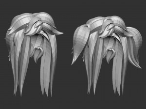 20 Female anime cartoon character hair styles and hairdoo low poly IMM brush set for Zbrush fbx obj 3D Model