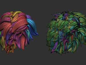 20 Female anime cartoon character hair styles and hairdoo low poly IMM brush set for Zbrush fbx obj 3D Model