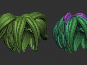 20 Female anime cartoon character hair styles and hairdoo low poly IMM brush set for Zbrush fbx obj 3D Model
