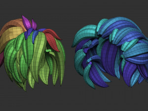 20 Female anime cartoon character hair styles and hairdoo low poly IMM brush set for Zbrush fbx obj 3D Model