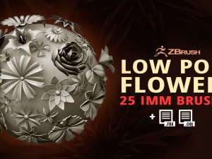 25 Decorative and heraldic flower heads Insert Multi Mesh brush set IMM for Zbrush 3D Model