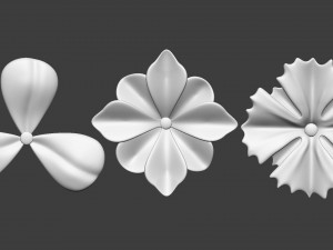 25 Decorative and heraldic flower heads Insert Multi Mesh brush set IMM for Zbrush 3D Model