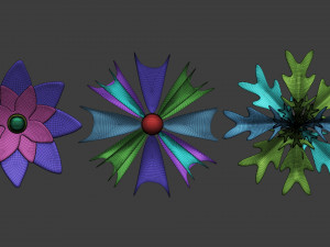 25 Decorative and heraldic flower heads Insert Multi Mesh brush set IMM for Zbrush 3D Model