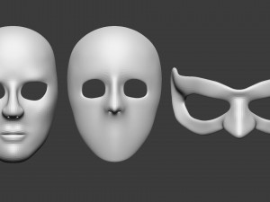20 Carnival or theater mask base mesh low poly Zbrush IMM brush set Modelo 3D