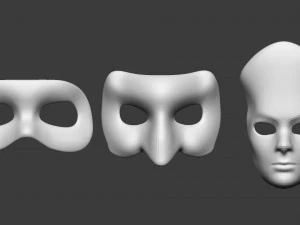 20 conjunto de pinc&eacute;is Zbrush IMM de malha baixa de m&aacute;scara de carnaval ou teatro Modelo 3D