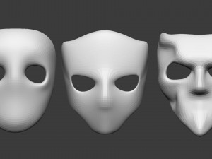 20 Carnival or theater mask base mesh low poly Zbrush IMM brush set Modelo 3D