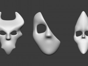 20 Carnival or theater mask base mesh low poly Zbrush IMM brush set Modelo 3D