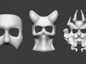 20 conjunto de pinc&eacute;is Zbrush IMM de malha baixa de m&aacute;scara de carnaval ou teatro Modelo 3D