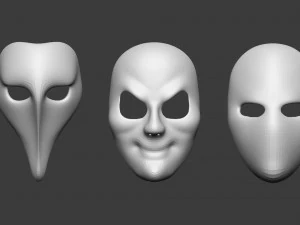 20 conjunto de pinc&eacute;is Zbrush IMM de malha baixa de m&aacute;scara de carnaval ou teatro Modelo 3D