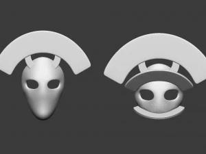 20 conjunto de pinc&eacute;is Zbrush IMM de malha baixa de m&aacute;scara de carnaval ou teatro Modelo 3D