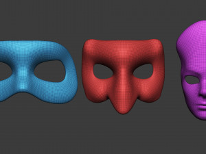 20 Carnival or theater mask base mesh low poly Zbrush IMM brush set Modelo 3D