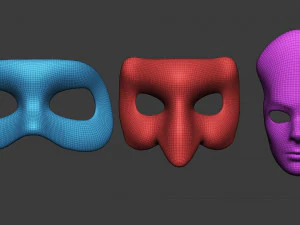 20 conjunto de pinc&eacute;is Zbrush IMM de malha baixa de m&aacute;scara de carnaval ou teatro Modelo 3D