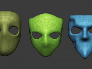 20 Carnival or theater mask base mesh low poly Zbrush IMM brush set Modelo 3D