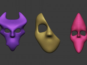 20 Carnival or theater mask base mesh low poly Zbrush IMM brush set Modelo 3D