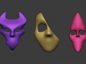 20 conjunto de pinc&eacute;is Zbrush IMM de malha baixa de m&aacute;scara de carnaval ou teatro Modelo 3D