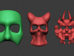 20 Carnival or theater mask base mesh low poly Zbrush IMM brush set Modelo 3D
