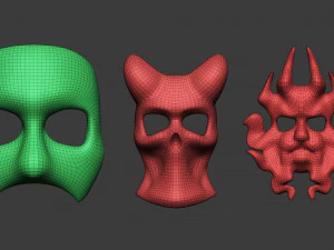 20 conjunto de pinc&eacute;is Zbrush IMM de malha baixa de m&aacute;scara de carnaval ou teatro Modelo 3D