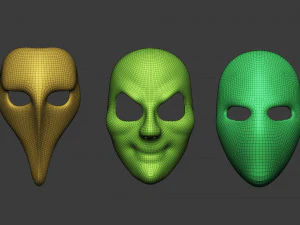 20 conjunto de pinc&eacute;is Zbrush IMM de malha baixa de m&aacute;scara de carnaval ou teatro Modelo 3D