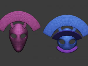 20 conjunto de pinc&eacute;is Zbrush IMM de malha baixa de m&aacute;scara de carnaval ou teatro Modelo 3D
