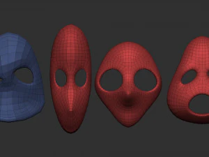 50 низкополигональных форм масок и базовых сеток. Набор кистей IMM для файлов версий Zbrush OBJ и FBX 2020. 3D Модель