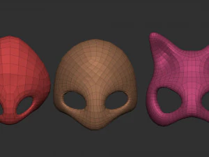 50 низкополигональных форм масок и базовых сеток. Набор кистей IMM для файлов версий Zbrush OBJ и FBX 2020. 3D Модель