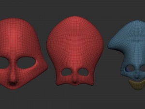 50 low poly mask shapes and base meshes IMM brush set for Zbrush OBJ and FBX 2020 version files 3D-Modell